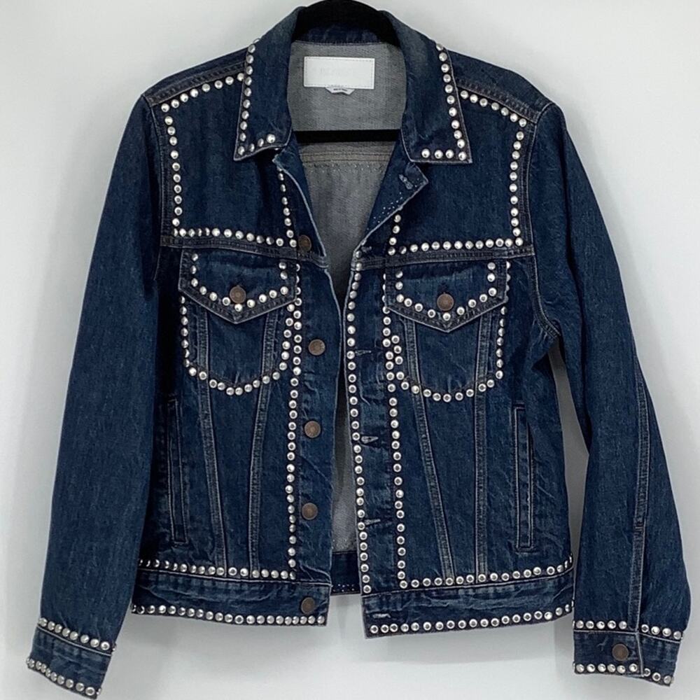RE/DONE Women's Small 90s Oversized Denim Jacket Indigo Stud $1120 msrp I17-14